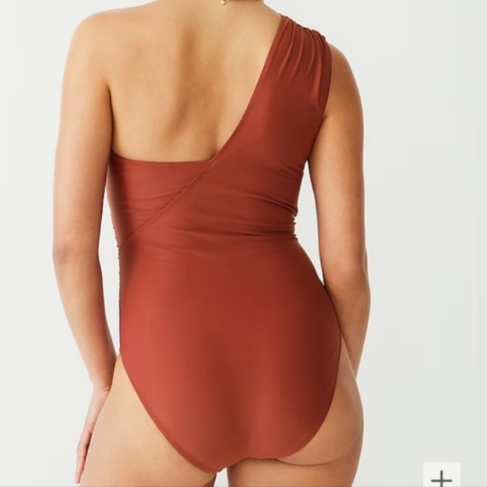 J Crew Ruched One-Shoulder One-Piece Swimsuit - Picture 2 of 7